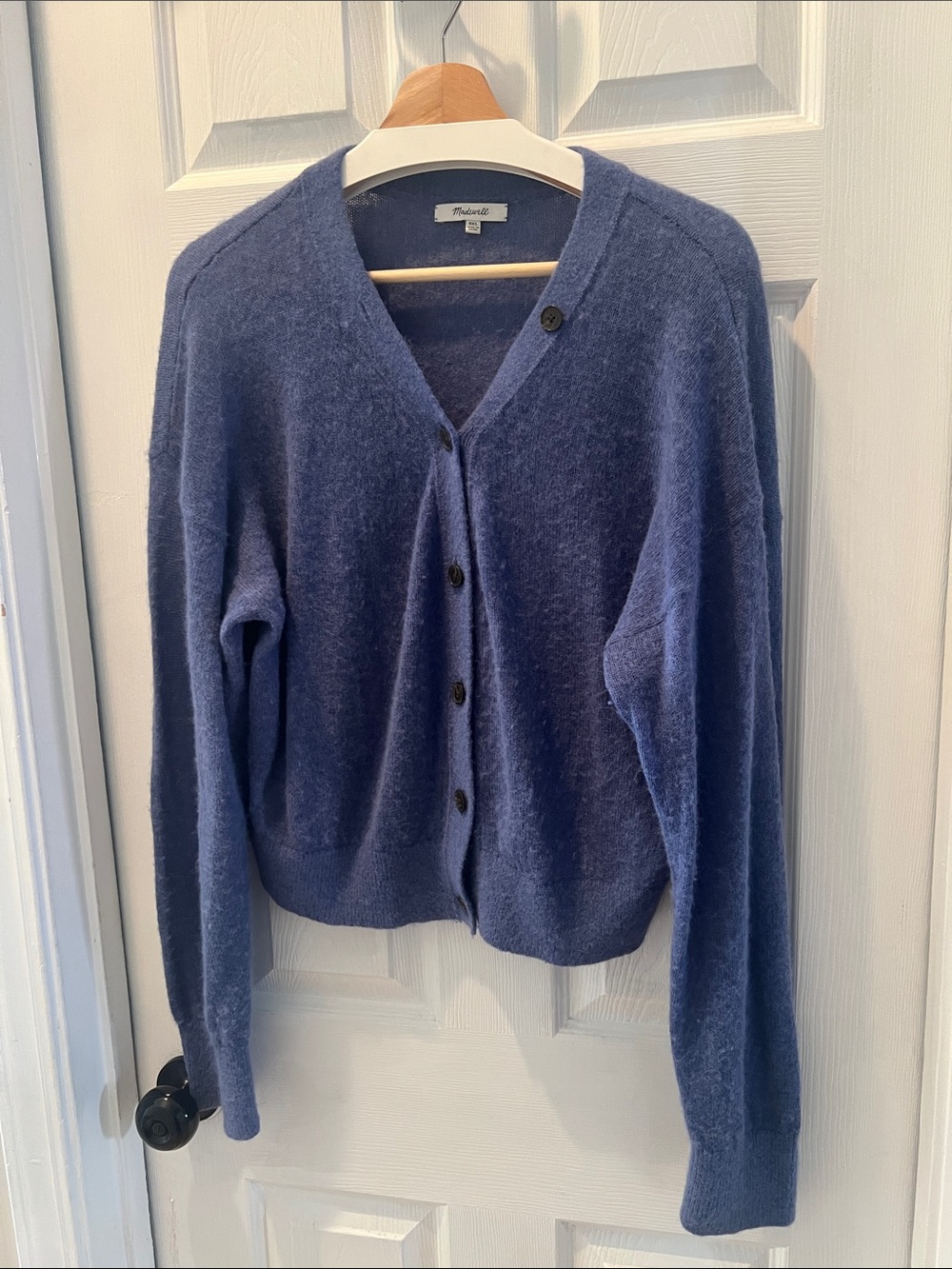 Madewell Alpaca Blend V-Neck Cardigan, Delphinium Blue, XXL